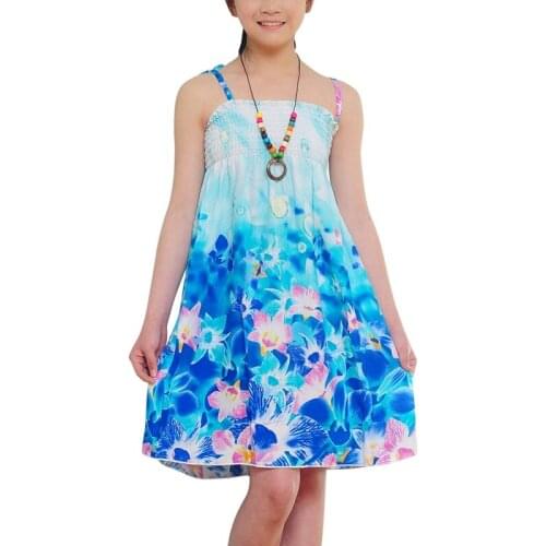 Bobora Baby Girls Dress Summer Beach Style Floral Print Sundress For Girls Vintage Toddler Girl Clothing With Necklace
