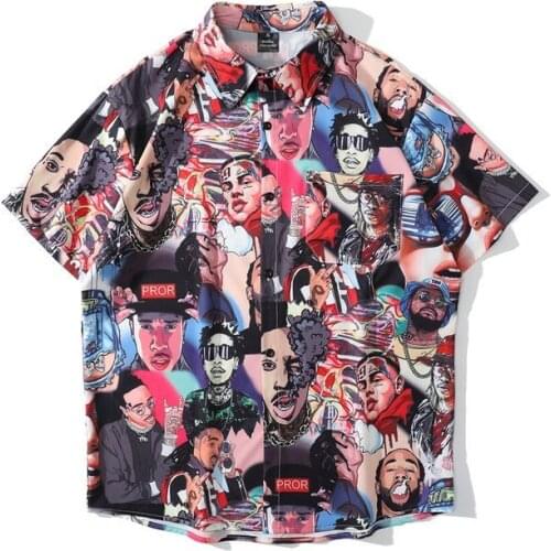 Personalized Pocket Shirt 2021 New Summer Men Hawaiian Short Sleeve Shirt Mens Casual Hip hop Print Beach Shirts Man Oversized