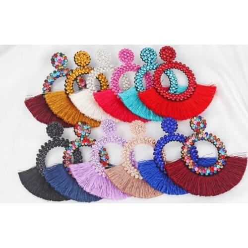 Itenice Tassel Earrings Women Punk Earings Jewelry Hanging Crystal Star Girls Earring Drop Dangle Long Boho Set Luxury