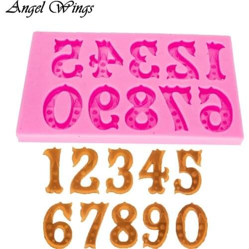 Number 0-9 mould DIY Silicone mold for cake decorating fondant chocolate Clay Resin Sugar Craft Molds F1395