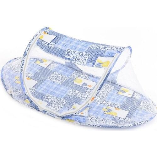 Folding Mosquito Net Cushion Mattress Summer Baby Infants Mosquito Polyester Mesh Crib Netting Portable Baby Bed Crib 3 Colors