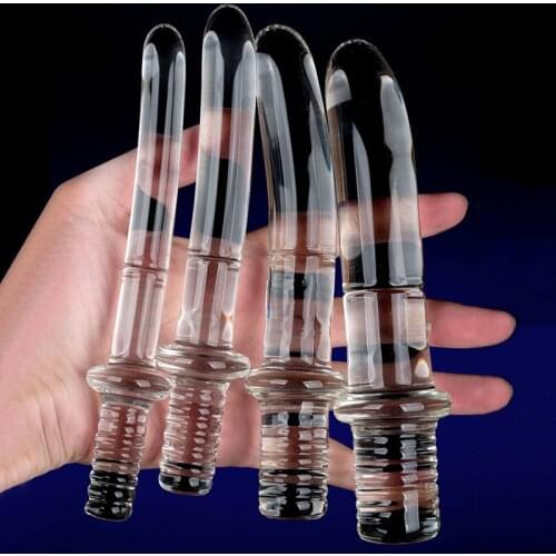 Sword Shape Pyrex Glass Dildo Artificial Dick Male Penis Anal Butt Plug Adult Masturbator Tube Sex Toys Women BDSM Glass Dildo