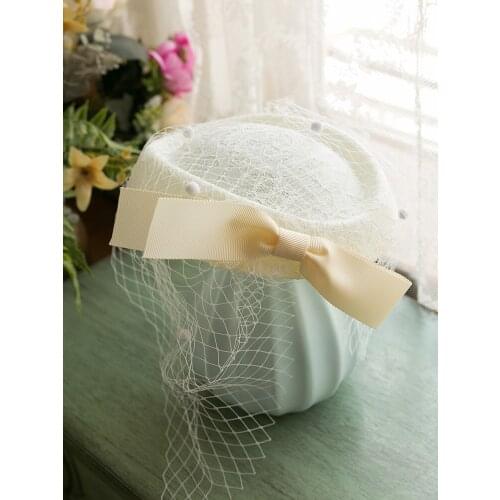 Elegant Ladies White Black Lace Fascinator Hat Hair Clips Dot Face Veil Bride Headwear Church Wedding Party Hat Hair Accessories