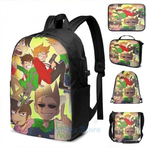 Funny Graphic print Eddsworld Reverse!Au USB Charge Backpack men School bags Women bag Travel laptop bag