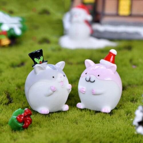 ZOCDOU 1 Piece Christmas Fat Mouse Top Hat Couple Cute Mouse Small Statue Little Figurine Crafts Figure Ornament Miniatures