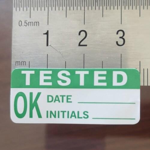 1200 pcs 50x15mm TESTED BY DATE DUE Self-adhesive gloss paper label sticker GU24