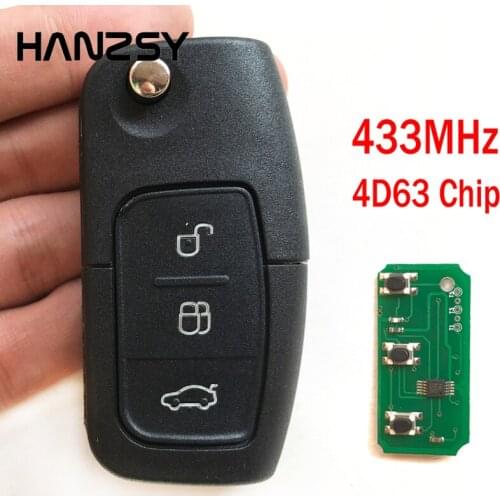 3 Buttons Complete Car Flip Key For Ford Focus Fiesta 2013 Folding Remote Key Case Fob with 4D63 Chip 433MHz HU101 Blade