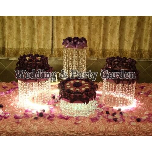 4pcs Crystal Cupcake Stand Top Quality Clear Circle Round Stand Wedding Birthday cake display shelf D20,25,30,H45,30,10