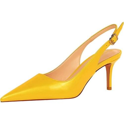 8999-1 Simple Stiletto High-Heeled Shallow Mouth Pointed Toe Hollowed Back Strap Pedicure Delicate And Thin Womens Shoes