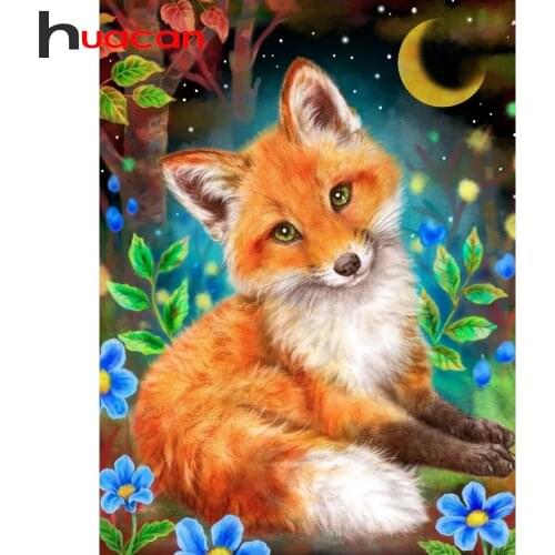 Huacan Diamond Embroidery Mosaic Cross Stitch Fox Kit 5D Diamond Art Painting Kits Animals Decoration For Home