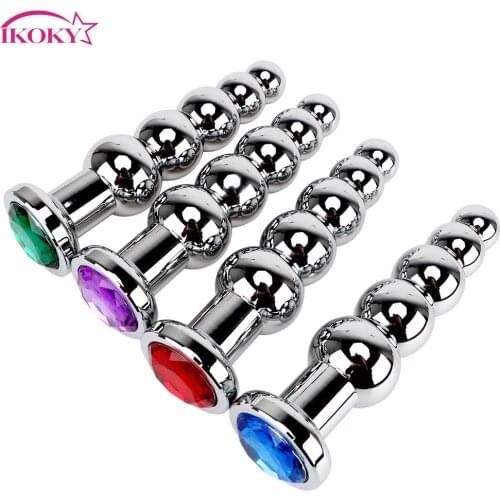 IKOKY Stainless Steel Butt Plug 5 Balls Sex Toys for Men and Women Gay Metal Anal Plugs Prostate Massage Heavy Anus Beads