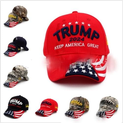 Donald Trump 2024 Cotton Embroidered Baseball Cap Sun Visor Windproof Casual Cap Breathable Mountaineering Fishing Tennis Cap