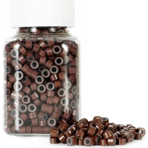 1000pcs Silicone Lined Beads Hair Extentions Micro Rings Links Beads 5.0x3.0x3.0 mm for Human Hair Extensions Tool
