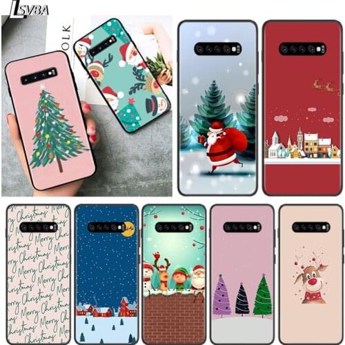 Black TPU Soft Cover Christmas Happy for Samsung Galaxy S20 Ultra S10 S10e FE 5G S9 S8 S7 S6 Edge Plus Lite Phone Case