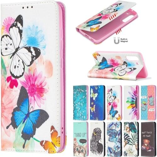 Colored Painted Magnetic Flip Wallet Case For Samsung Galaxy A10E A20E A10 A20 A30 A40 A50 A70 A02 A11 A21 A31 A41 A51 A71 Cover
