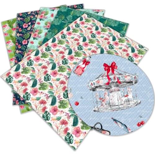 Floral Series Pattern Artificial Leather 30 Cm X 136 Cm For DIY Earrings Hair Bows