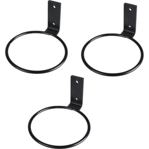 ABSF Flower Pot Holder Ring Wall Mounted Metal Planter Hooks Hangers Wall Bracket, 3 Pack, Black, 8 Inch