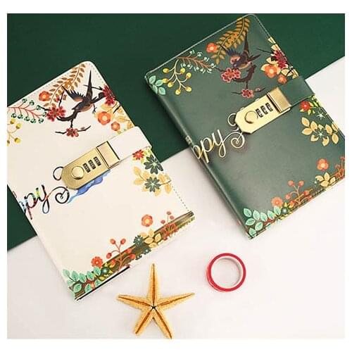 PU Leather A5 Diary With Lock Planner Refill Daily Journal Travelers Notebook Agenda Password Book Office School Stationery Gift