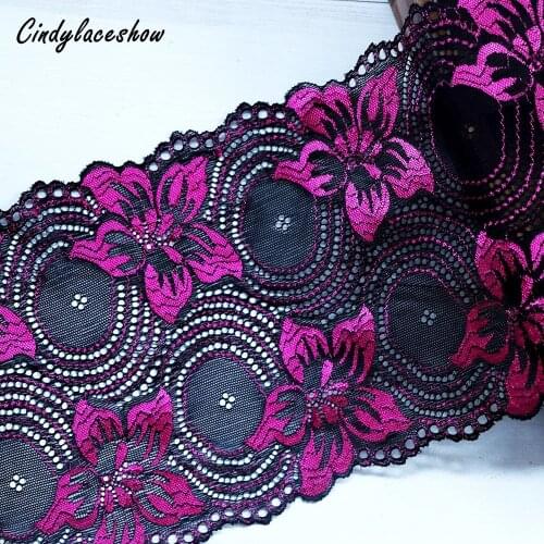 2Yards 18cm width Elastic Lace Trim Ribbon Embroidered nigerian african Stretch Lace Fabric Sewing Applique Wedding Dress DIY