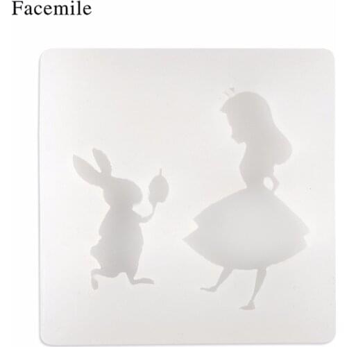 Facemile 1PCS Girl Rabbit Shape Silicone Mold For Necklace Earrings Hair Ring Clay Fondant Cake Baking Decorating Tools