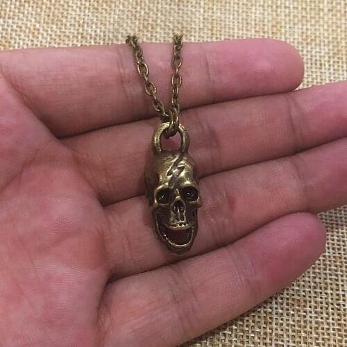 Gothic Skull Bronze Silver Color Pendant Necklace Retro Hiphop Punk Stainless Steel Jewelry Vintage Fashion Couple Birthday Gift
