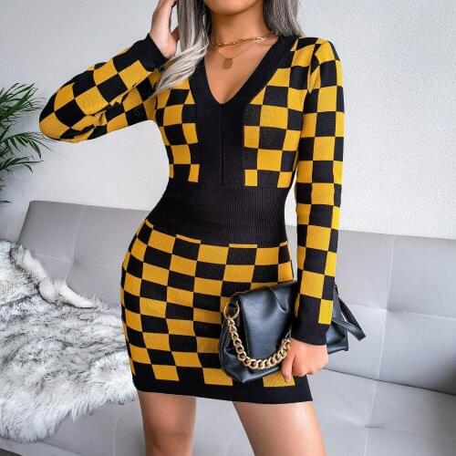 Модные платья в клетку HaiN China At AliExpress