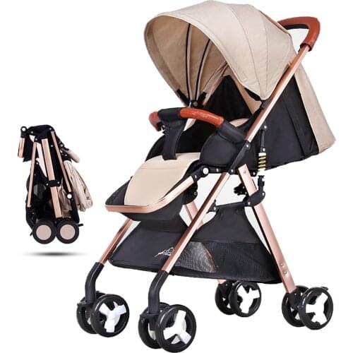 Baby Stroller High View Pram Fold Lightweight Convertible Baby Carriage Multi-Positon Reclining Seat Extended Canopy for Baby