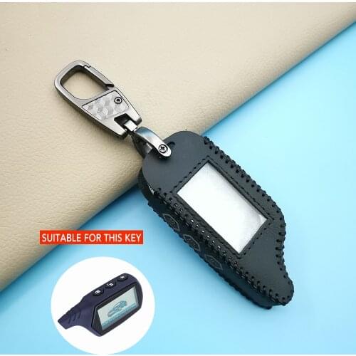 Car-Style Leather Key Cover Case For Starline B9 B6 A91 A61 Two Way Twage Car Alarm System 3-Button Key Chain