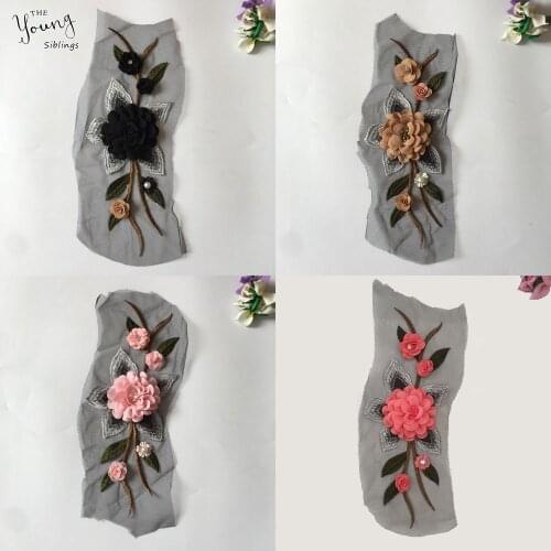 New arrive Embroidery Applique Lace Collar DIY Sewing Lace Neckline Tulle Fabric 3D Flower Decoration Wedding Dress Accessories