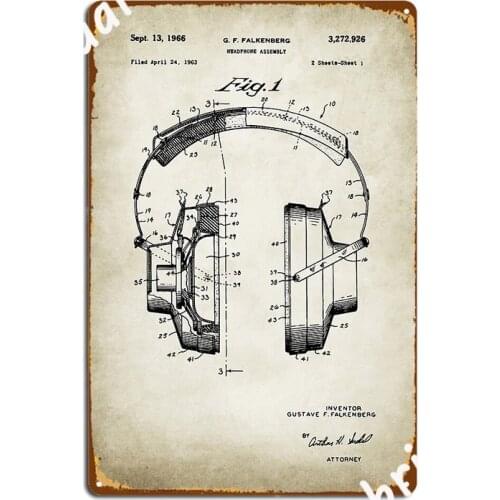 Headphones Poster Metal Plaque Poster Wall Plaque Printing Pub Cinema Tin Sign Posters