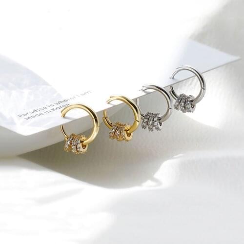 Minar Delicate 2 Designs Hollow Round Geometric Hoop Earring for Women Ladies Full Shiny Rhinestone Small Circle Earring Jewelry