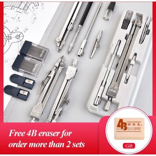Deli Stainless Steel Multifunctional Drafting Drawing Compass Math Geometry 2/4/5/6 pcs/set Circles Tool Durable School Supplies