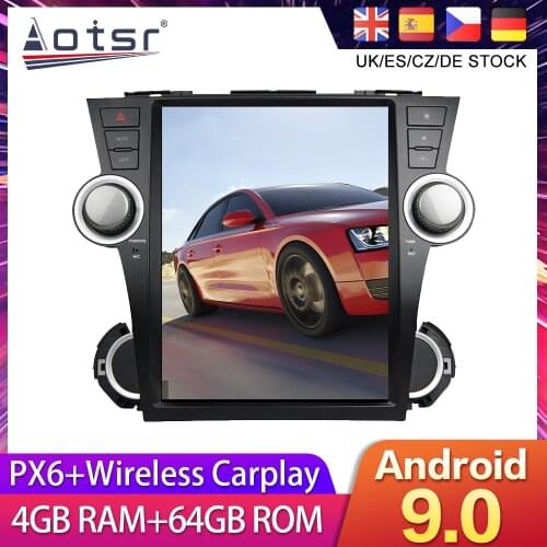 For Toyota Highlander XU40 2007-2013 Tesla styel Android 9 Car DVD Screen GPS Navigation Radio Stereo Multimedia Palyer HeadUnit