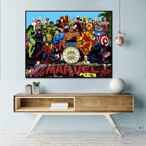 Marvel Anime Superhero Club Band Poster Print Canvas Painting Wall Art Picture Living Kids Room Home Decoration Birthday Gift