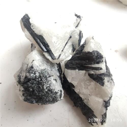 Natural Crystal Black Tourmaline Quartz Symbiosis Rock Mineral Specimen Energy Healing Stone Home Decoration