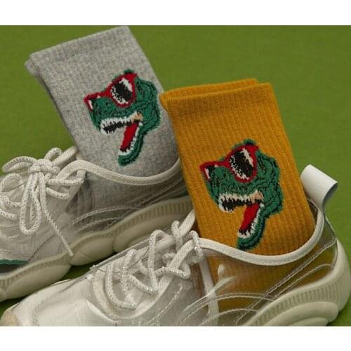 Socks Ladies Cotton New Product Personality Hip-hop Cartoon Dinosaur Tide Socks Men and Women Couples Tube Socks Wholesale