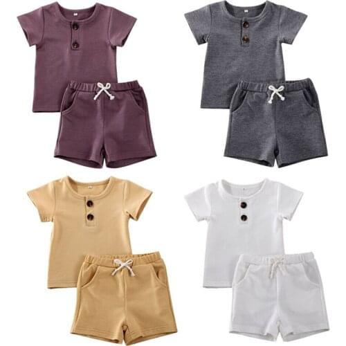2020 Brand New Toddler Kid Baby Boys Girl Clothes T-Shirt Tops+Pocket Short Pants Casual Outfit Set Summer Clothing Set