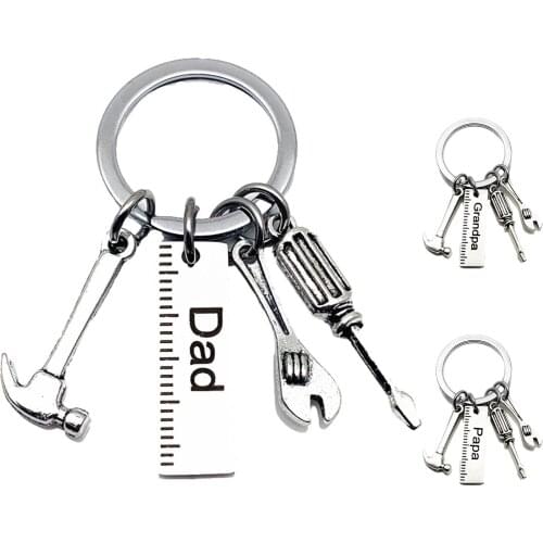 New Dad Letters Keychains Creative Hammer Screwdriver Wrench Keyring Handbag Decor Tassel Hanging Pendant Fathers Day Gifts