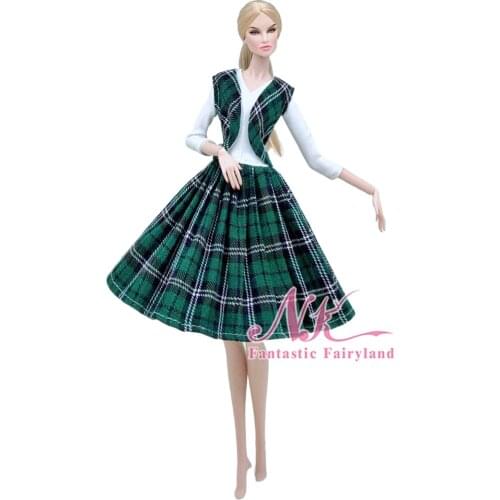 NK 1 Pcs Green Fashion Doll Skirt For Barbie Doll Outfits Vest Coat & Dress For 1/6 Dolls Accessories Children Toys 6X