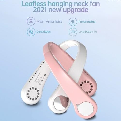 Portable Leafless Hanging Neck Fan 360 Degree Lazy Neckband Fan 48 Surround Air Outlets Usb 2000mah Rechargeable Neck Fan#dg4
