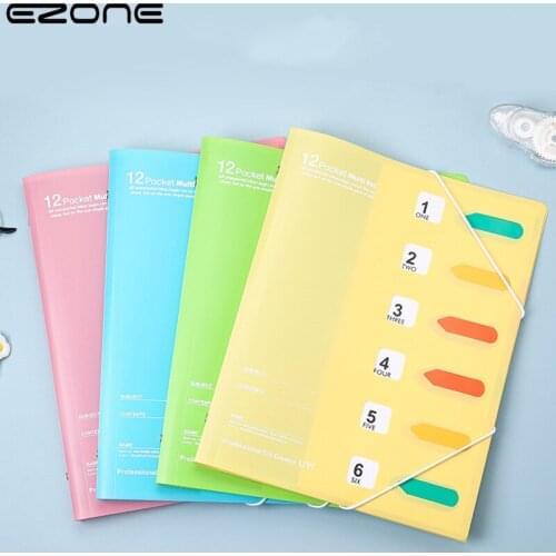 EZONE A4 Document Storage Bag Large-capacity Color Index Page Learning Test Paper Office Business Storage Bag with Strap