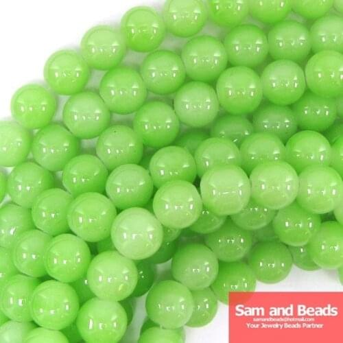 10mm Light Green Round Glass Loose Beads for Jewelry Making Approx 80pcs Beads Per Strand Free Shipping