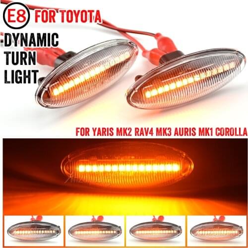 LED Car Dynamic Blinker Sequential Lamp Side Marker Turn Signal Light For Toyota Yaris MK2 COROLLA Auris Mk1 E15 RAV4 Mk3