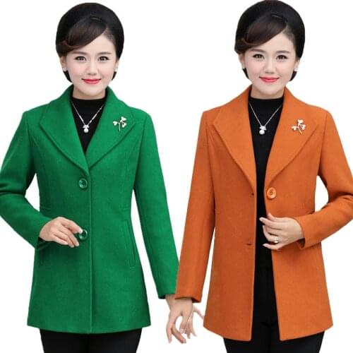 Korean 2021Womens Woolen Trench Overcoat Jacket Coats Autumn Winter Single-Dreasted Outerwear Fashion Mother Lady Coat Oversize