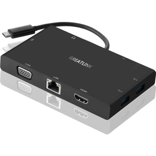 USB C Adaptor Type-c Aux Extension Cable VGA To HDMI 4K Converter Jack 3.5mm Audio Splitter RJ45 USB 3.0 *2 Thunderbolt 3 dock