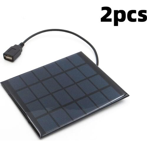 2W 6V Outdoor USB Solar Panel Battery Charger with 30cm cable For Mobile Phone Polycrystalline Solar Cell 5V USB output