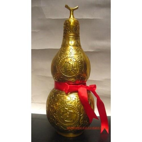 Xiangge light copper gourd gourd ornaments defends the town house gossip Zhaocai copper hyacinth feng shui ornamentsroom Art