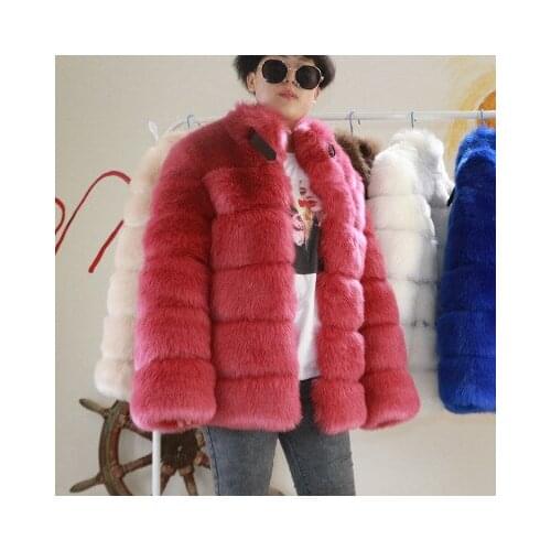 Top brand Stitching Fox Women Fur Coat high quality