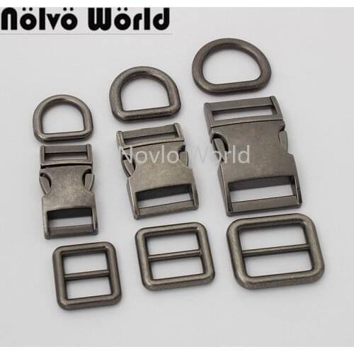 10-50pcs old silver 3 groups 16 20 26mm inner school bags strap adjusted accessories include insert buckle d rong and pin buckle