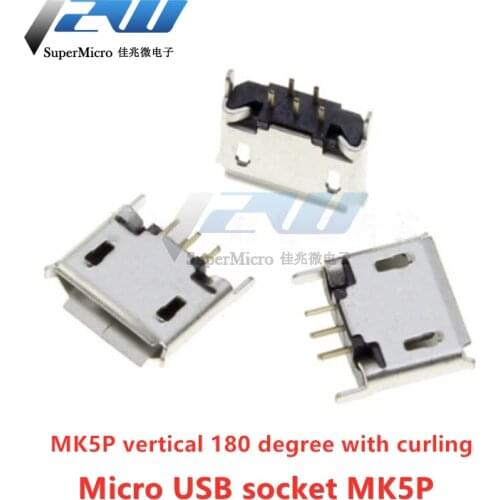 10pcs / lot) Vertical MICRO 5P female socket 180 degrees Mike 5P in-line MK5P USB socket